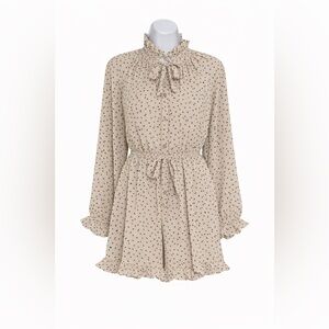 Polka Dot Tan Romper NWT